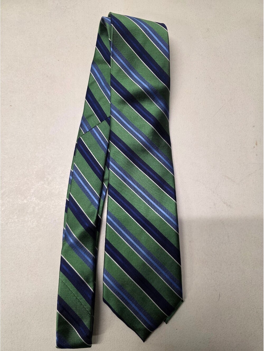 Saddlebred Green Blue Striped Men's Neck Tie Mixed Yarns